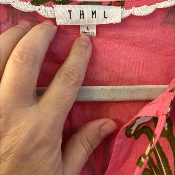 THML Floral Pink Dress with Puff Sleeves - Picture 2 of 4